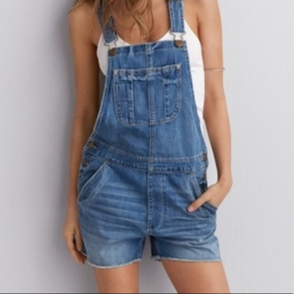 American eagle overall shorts/ shortalls blue